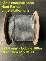 Vends câble enceinte sono Haut Parleur d'installation gris 2x2.5mm² - bobine 100
