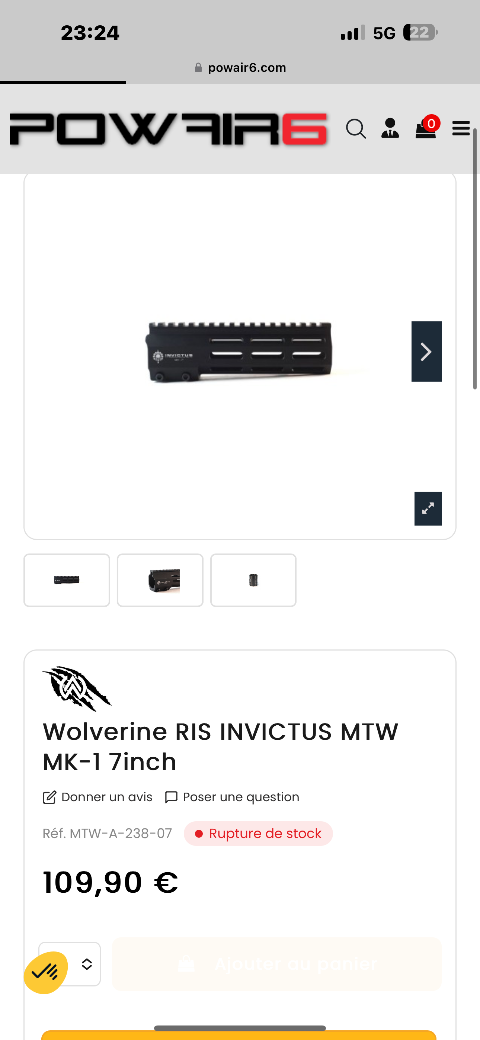 Garde main MTW MK1 7 pouces