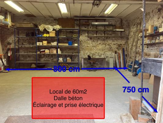 Local 60m2 dalle béton accès poids lourd