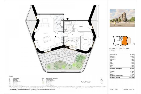 Appartement T4 (88m2) R+3 avec Terrasse Est en vente à MALO LES BAINS