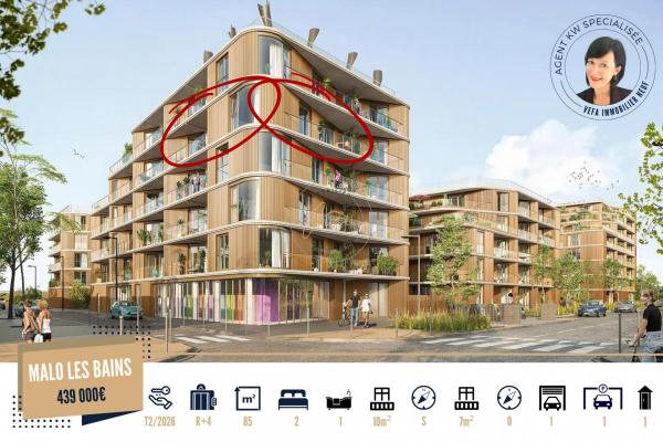 Appartement T3 (85m2) R+4 avec Balcon Sud en vente à MALO LES BAINS