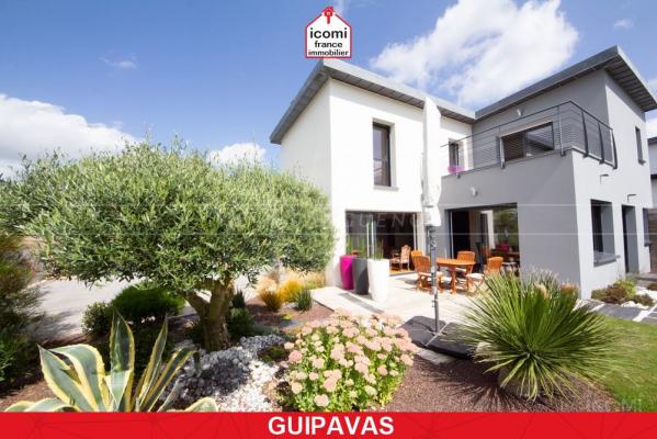 FINISTERE - Guipavas (29490) - A VENDRE - MAISON ARCHITECTE DE 150M² - PIECE DE VIE TRIPLE  DE 60 M² - 4 CHAMBRES DONT 1 SUITE PARENTALE AVEC TERRASSE VUE MER - DPE B - SECTEUR RECHERCHE - EXCEPTIONNE