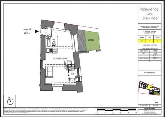 Appartement T1 (Lot 2) - 23 m² - Langres (52)