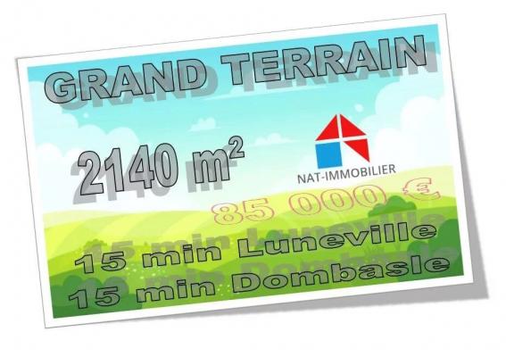 Terrain de 2140m² à vendre à 15 minutes de Luneville et 15 minut